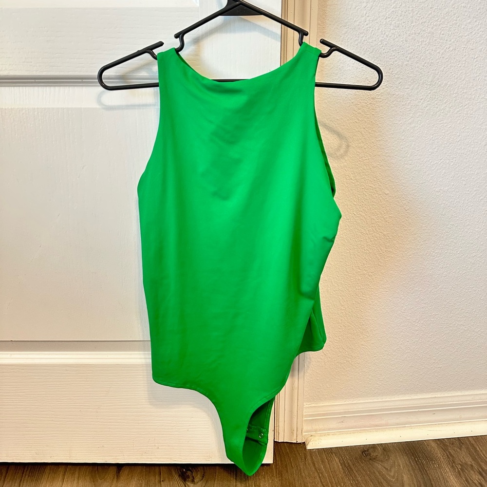 REORIA Green Bodysuit One Piece High Neck Size L